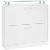 borchardt Möbel Schuhschrank Finn, Schuhregal, Schuhkipper für 12-16 Paar Schuhe 2 Klappen mit Doppelschuhtrommeln, Glasablage, platzsparend