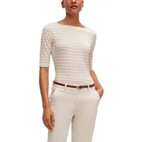 comma Kurzarmshirt mit Streifen und slim fit