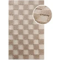 Wecon home Badematte Bobbi, Höhe 25 mm, rutschhemmend beschichtet, schnell trocknend, Polyester, rechteckig, Badteppich, Schachbrett-Design, weich, rutschhemmend, waschbar