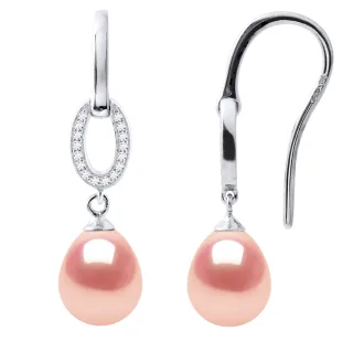 Ohrringe Haken Süßwasserperlen 8-9mm Birnen Rosen Schmuck 925