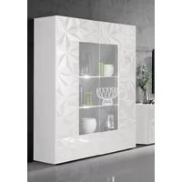 Home affaire Vitrine Prisma Höhe 166 cm, Breite 121 cm, Stauraumvitrine mit 2 Türen, Standvitrine - Front mit elegantem Siebdruck, grifflos, viel Stauraum