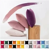 Sunicol Kissenbezug 4er Set SAMT Kissenhülle, 45x45 cm, mit Verstecktem Reißverschluss, Sofakissen Lendenkissen Wurfkissenbezug, für Sofa Schlafzimmer