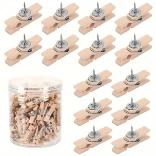 Push Pin Wooden Frame Set 50pcs Cork Board Bulletin Board Accessories Craft Decoration Transparent Box Storage Metal Pin