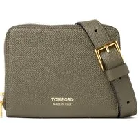 Tom Ford Umhängetasche Geldbörse Clutch Tasche mit abnehmbaren Hänger, Vollnarbigem Leder, goldfarbenen Akzenten, Zip-Around-Verschluss