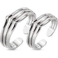BUNGSA Zehenring Zehenring drei Linien Silber aus Messing Damen, Zehring Toering