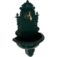 DEGAMO Gartenbrunnen TIROL, 44,00 cm Breite, Wasserbecken BxT: 36,00x18,00 cm, (1 tlg), Wandbrunnen / Waschbecken für Garten, Alu dunkelgrün