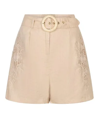 Esqualo - Leinen-Shorts mit Gürtel beige - Gr. - XS