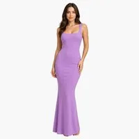 cfab Jerseykleid Ribbed T-Shirt Maxikleid-Violett-XS (1-tlg)