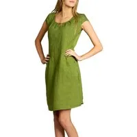 Caspar Sommerkleid SKL020 knielanges Damen Sommer Leinenkleid mit eleganter Metallspange Luftig leicht, figurumspielende Form, mit seitlichem Jersey-Einsatz