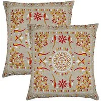 Marrakesch Orient & Mediterran Interior Zierkissen 2er Set Boho Kissenbezug Lodge orientalisch aus Baumwolle in Rot 40 cm, (2 St)