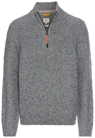 camel active - Strickpullover mit Troyer-Kragen rock grey - Gr. - XXL