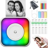 MOPUEA Mini-Thermodrucker Bluetooth Farbwechselnd Set mit 13 Rollen Papier Etikettendrucker, (Kein Tintenbedarf, 203 DPI, OCR, tragbar, langlebiger Akku)