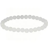 Lebensquelle Plus Armband Selenit Kugelarmband 6 mm – zartweißer Edelstein, 19 cm