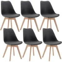 Woltu Esszimmerstuhl (Set, 6 St), Designstuhl Sitzfläche aus Kunstleder, Massivholz