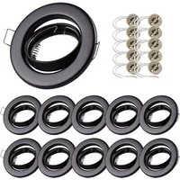 Sweet LED LED Einbaustrahler 10er Set GU10 rund Einbauspots Schwarz 230V Ø 88 mm, ohne Leuchtmittel, Deckenstrahler, Einbauleuchten, Lochdurchmesser Ø 68mm