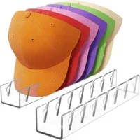 AIMAX Organizer 2 Stück Cap Halter Acryl Kappenhalter, Baseball Kappen, Cap Halterung (Desktop Cap Organizer, Mützenhalter Ständer für Bis Zu 14 Hüte, 2 St., Kappen Aufbewahrung für Schlafzimmer, Kleiderschränke, Kommoden), Keine Installation Erforde
