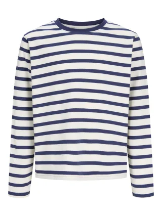 JACK&JONES - JORNORREBRO STRIPE TEE LS CREW NECK JNR Crown Blue - Gr. - 164
