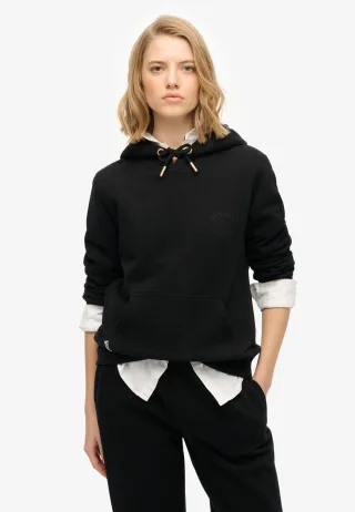 Superdry - Essential Hoodie mit Logostickerei schwarz - Gr. - 12