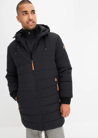 bonprix Wattierter Stepp-Parka, schwarz, Gr.66, modische Steppjacke, warm gefüttert und mit Kapuze