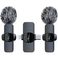 MEDIA-TECH Streaming-Mikrofon Micro-Mic Duo MT416 Ansteckmikrofon-Set, Doppelte Schnittstelle: USB-C und Lightning