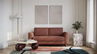 BRUNO Schlafsofa 140cm in Hazelnut Rot Braun | Klassik | stabiles Massivholz & Boxspringkomfort