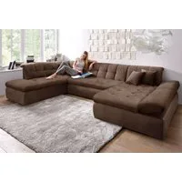 DOMO collection Wohnlandschaft NMORIC im XXL-Format, 353x216x80 cm, inkl. Zierkissen U-Form, wahlweise mit Bettfunktion und Armlehnenverstellung