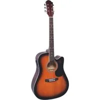 MSA Akustikgitarre 4/4 Western Gitarre mit Tonabnehmer und aktiver Elektronik - Cutaway