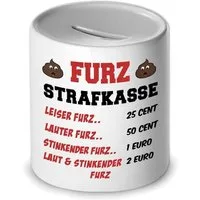 Herzbotschaft Spardose Furzdose Strafkasse Zahle eine Strafe fürs Furzen Sparbüchse Furzkasse, Lustige Sparschwein Geschenkidee für Freunde, Familie, Büro