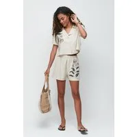 C&CITY Blusentop Bedrucktes Kurzarmhemd & Shorts Set