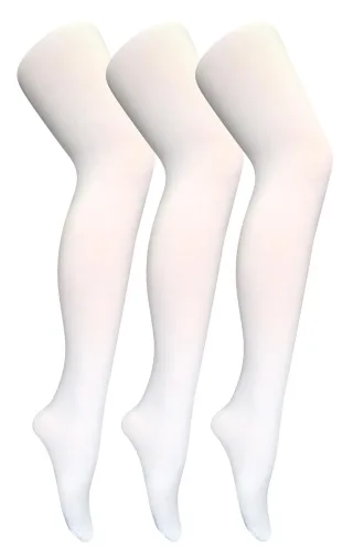 3 Paar Multipack Damen farbige undurchsichtige 80 Denier Strumpfhosen | Socken Snob | einfarbige Blockfarbe Strumpfhosen - Weiß