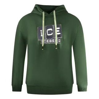 Ice Iceberg - Grüner Kapuzenpullover mit auffälligem Blocklogo