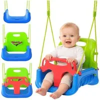 KRUZZEL Babyschaukelsitz Kinderschaukel 3-in-1 Gartenschaukel (Spar-Set, 1-tlg), Rückenlehne, Sicherheitsbügel und Gurt sorgen für stabilen Halt