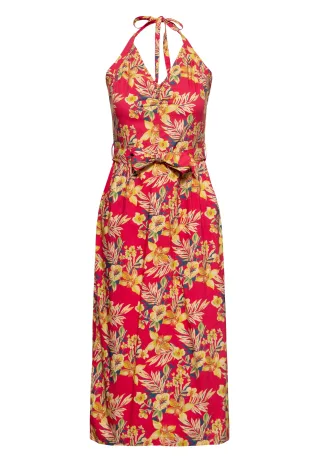 Queen Kerosin Damen Neckholder Pencil Kleid Hawaii Red rot