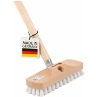 BawiTec Reinigungsbürste Universal Schrubber mit Stiel Bodenschrubber Holzstiel Teleskopstiel, Fliesen, Holzböden, Steinböden, Garagenböden, Keramik, (1-tlg), klein und handlich