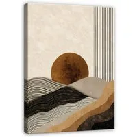 Wallarena Leinwandbild Abstrakt Art Deco - Beige - Modern - Hochformat - Wohnzimmer, Abstrakt, 30x40x2cm