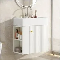Flieks Waschtisch (1-St., Badschrank Badezimmermöbel wandhängend), Waschbeckenunterschrank mit Waschbecken Badmöbel in Breite 55 cm