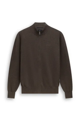 State of Art - Strickjacke mit Zipper braun - Gr. - L
