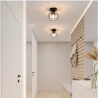 ZMH Deckenleuchte 15CM Wohnzimmer Schwarz Kristall Modern Deckenlampe E27 Vintage Flur, Einfache Installation, ohne Leuchtmittel, Küchenlampe mit Metall Rahmen Innen Hotel