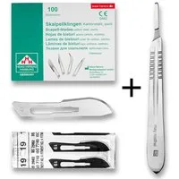 May Cuttermesser Skalpell Set: 100x Sterile Skalpellklingen Fig. 19 (Karbonstahl)