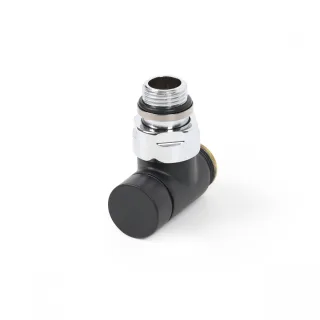 Terma Absperr-Eckventil CYLINDER GZ 1/2"-GZ 24-19; Schwarz Matt, TGZOCM001, Schwarz TGZOCM001