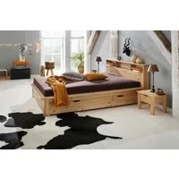 OTTO home Massivholzbett "KERO"Stauraum im Kopfteil, zertifiziertes Massivholz (Kiefer), optional mit Schublade
