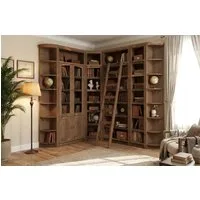 OTTO home Bibliothek Soeren - 7-tlg. Set: mit 1 Regal B 80 cm., 1 Regal B 40 cm, 1 Eckregal, Set 7-tlg., Inkl. 1 Vitrine,2 gerundeten Abschlussregalen und 1 Holzleiter,H220 cm