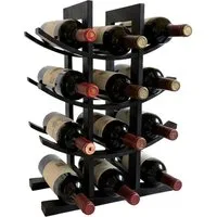 relaxdays Weinregal aus Bambus für 12 Flasche, schwarz