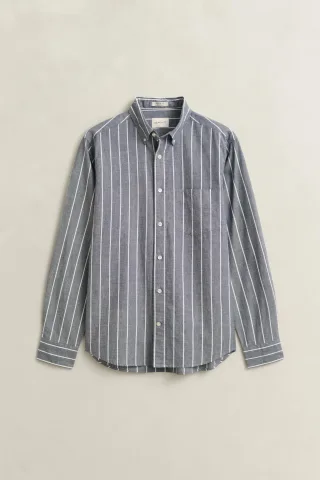 GANT - Gestreiftes Hemd aus melierter Popeline dark indigo melange - Gr. - L