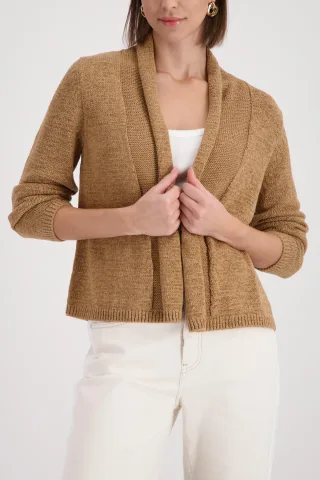 monari - Stricküberwurf mit Schalkragen biscotti - Gr. - 44