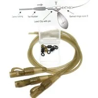 Behr Vorfachschnur Safety Clips mit Camo Tubing 3er Set Karpfenvorfach Blei Carp, (3-St)