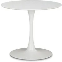 KHG Esstisch Rund 90 cm Durchmesser, Weiß, bis 120 kg belastbar, Tischplatte lackiert, minimalistisches Design, für bis zu 4 Personen