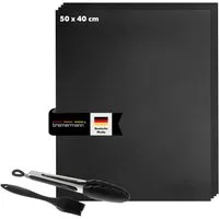 bremermann Backmatte Grillmatten-Set 6tlg. inkl. Zange und Pinsel // Matte 50 x 40 cm, PTFE-Glasfasergewebe (4-tlg), inkl. Pinsel und Zange