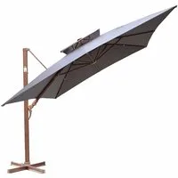Gardissimo Ampelschirm Ampelschirm mit Ständer Marbella 300x400 cm anthrazit, Holz-Optik, LxB: 300x400 cm, Spar-Set, inkl. Plattenständer, UV-Schutz 50+, 360 Grad drehbar, axial verstellbar