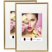 IDEAL TREND Bilderrahmen 2er 3er 5er Pack Photo Style Set Bilderrahmen Wanddeko Collage Poster, für 2 Bilder (2 St), Hochwertiger Kunststoffrahmen halbrunde Leiste Echtglas MDF-Rückwand